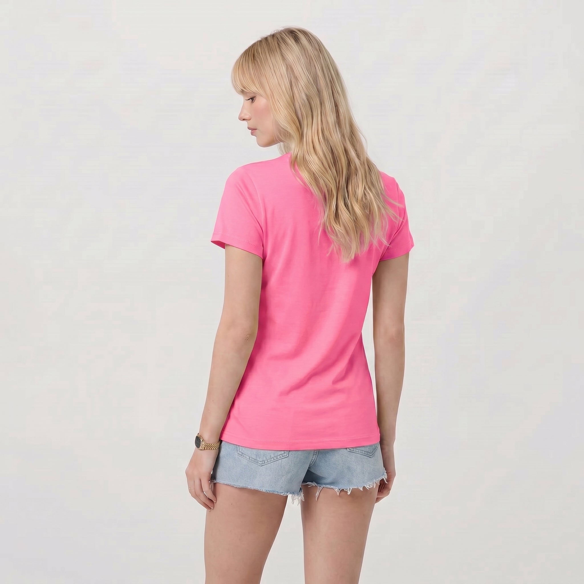 Women UPF 50 Plus V Neck Workout Top - Cooling Quick Dry Hiking Shirt Rose Pink by MAGCOMSEN