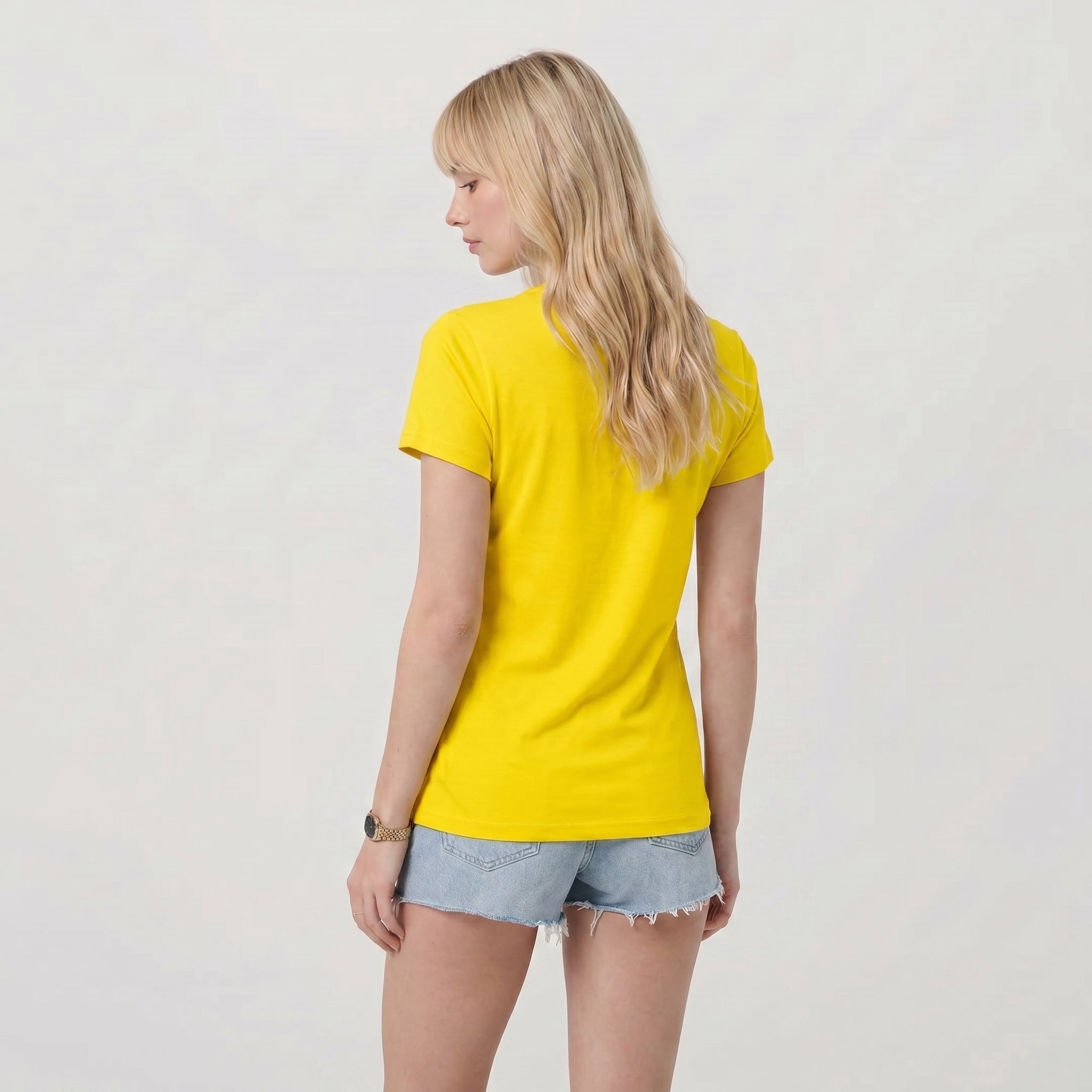 Women UPF 50 Plus V Neck Workout Top - Cooling Quick Dry Hiking Shirt Yellow by MAGCOMSEN