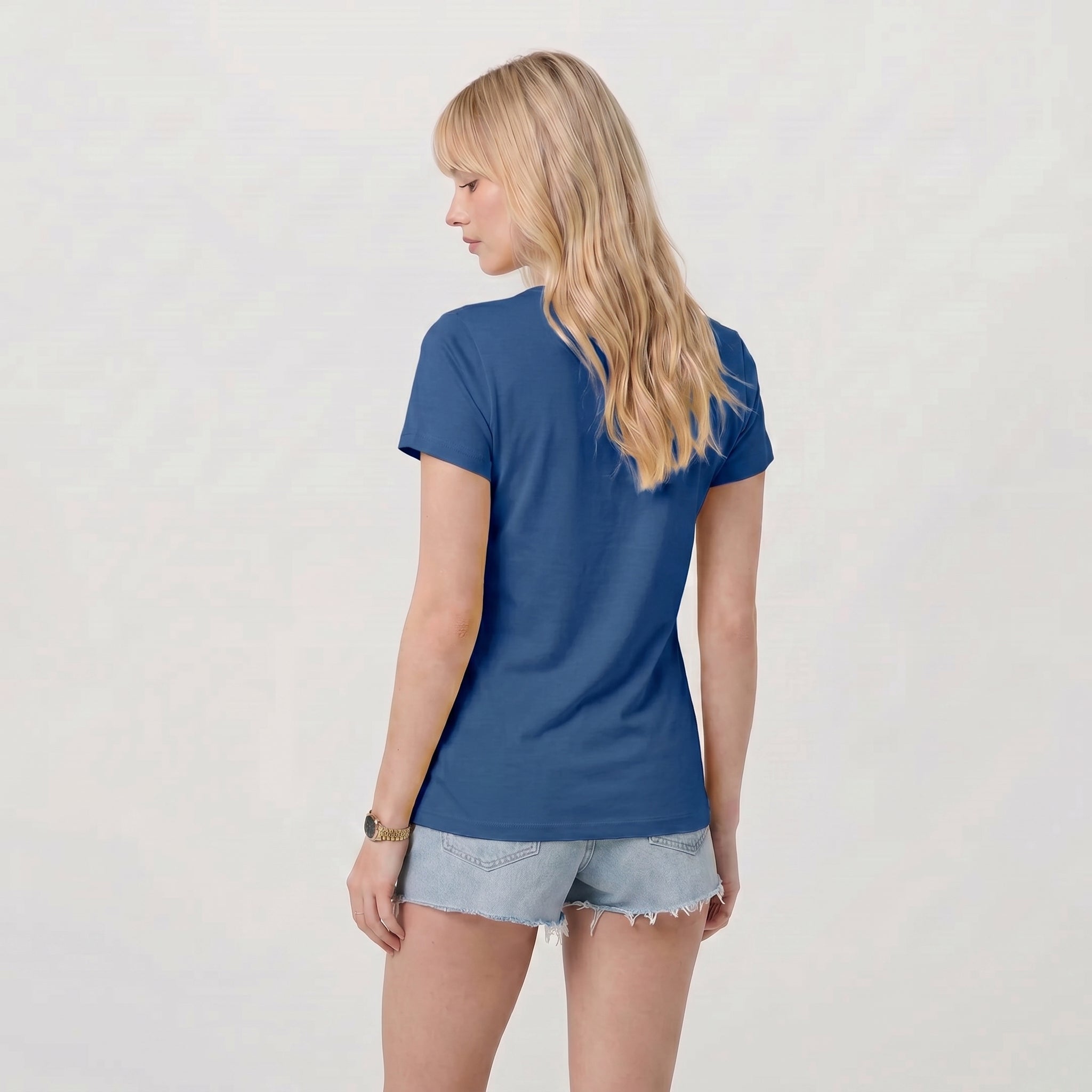 Women UPF 50 Plus V Neck Workout Top - Cooling Quick Dry Hiking Shirt Blue by MAGCOMSEN