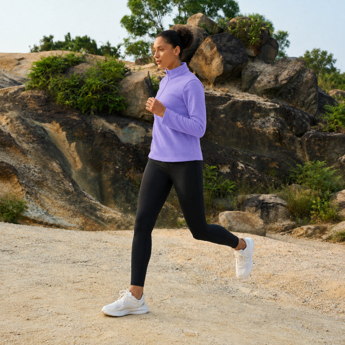 Violet MAGCOMSEN Women's 1/4 Zip Fleece Pullover - Stretchy & Warm in #Color_Violet