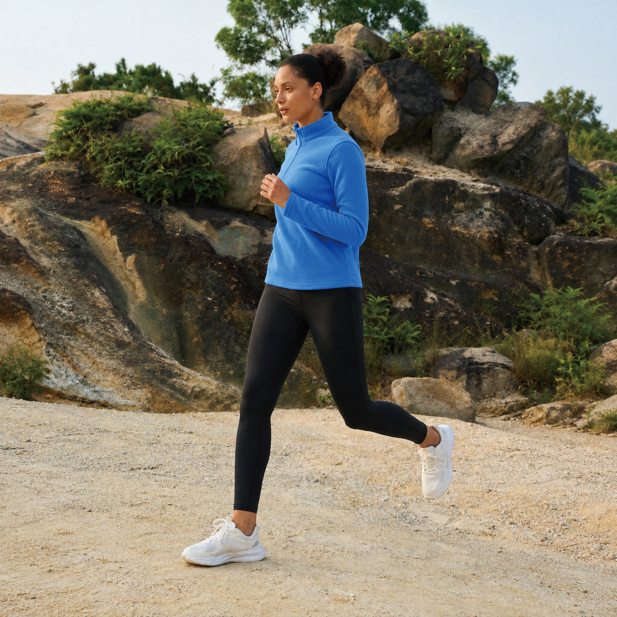 Azure MAGCOMSEN Women's 1/4 Zip Fleece Pullover - Stretchy & Warm in #Color_Azure