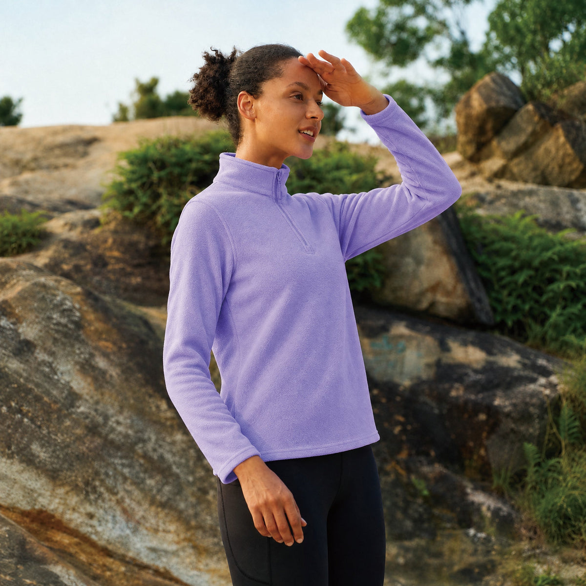 Violet MAGCOMSEN Women's 1/4 Zip Fleece Pullover - Stretchy & Warm in #Color_Violet