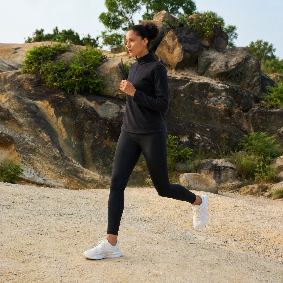 Black MAGCOMSEN Women's 1/4 Zip Fleece Pullover - Stretchy & Warm in #Color_Black