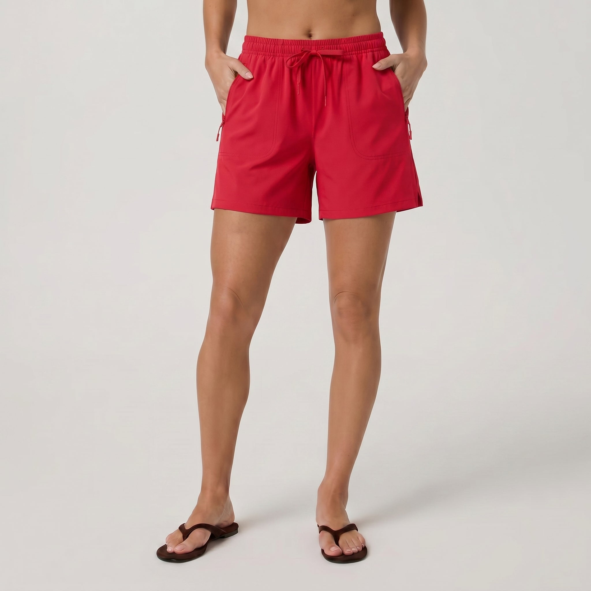 Women's 5 Inch Water Resistant Hiking Shorts UPF 50 Plus Quick Dry Golf Shorts with Zipper Pockets Red by MAGCOMSEN