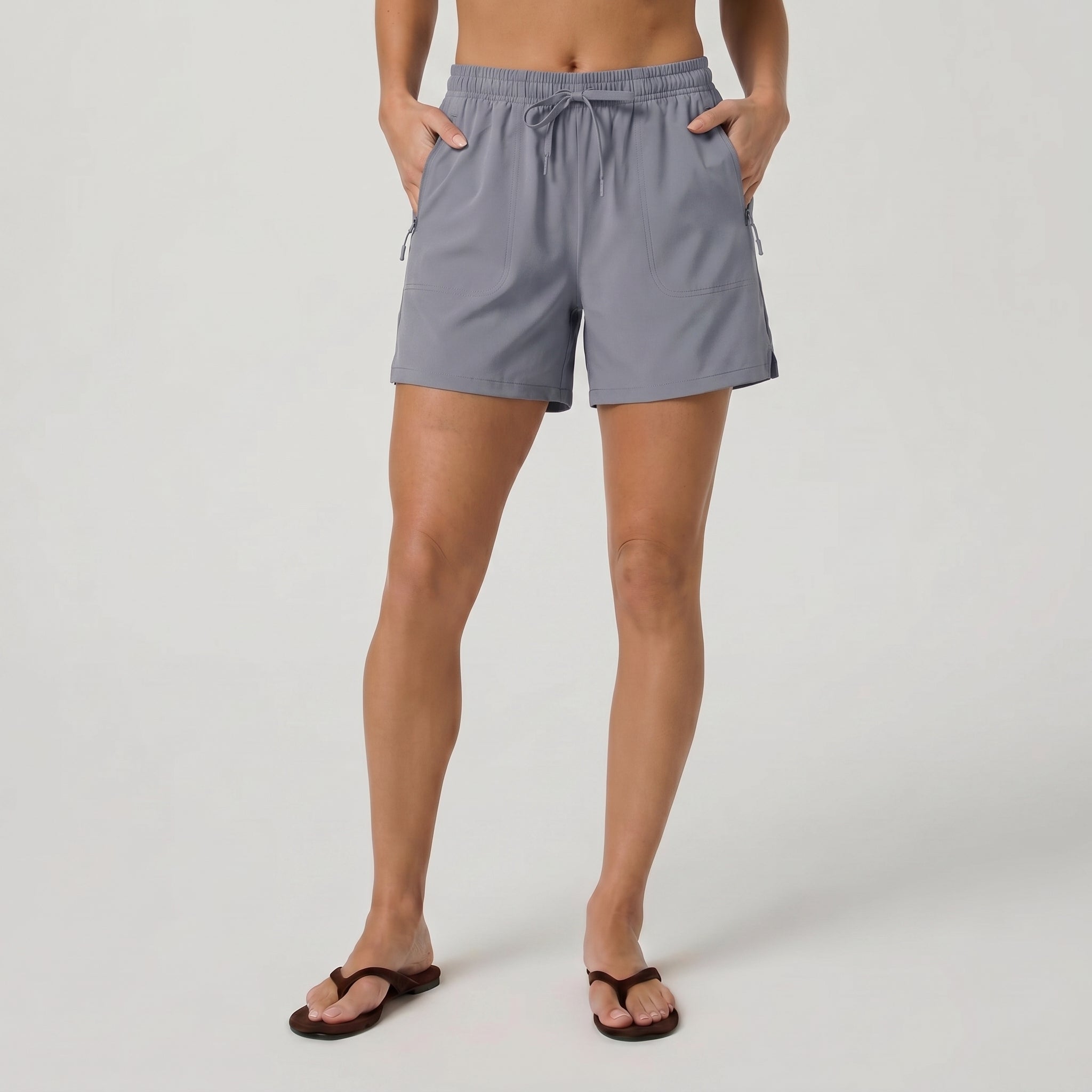 Women's 5 Inch Water Resistant Hiking Shorts UPF 50 Plus Quick Dry Golf Shorts with Zipper Pockets Light Grey by MAGCOMSEN