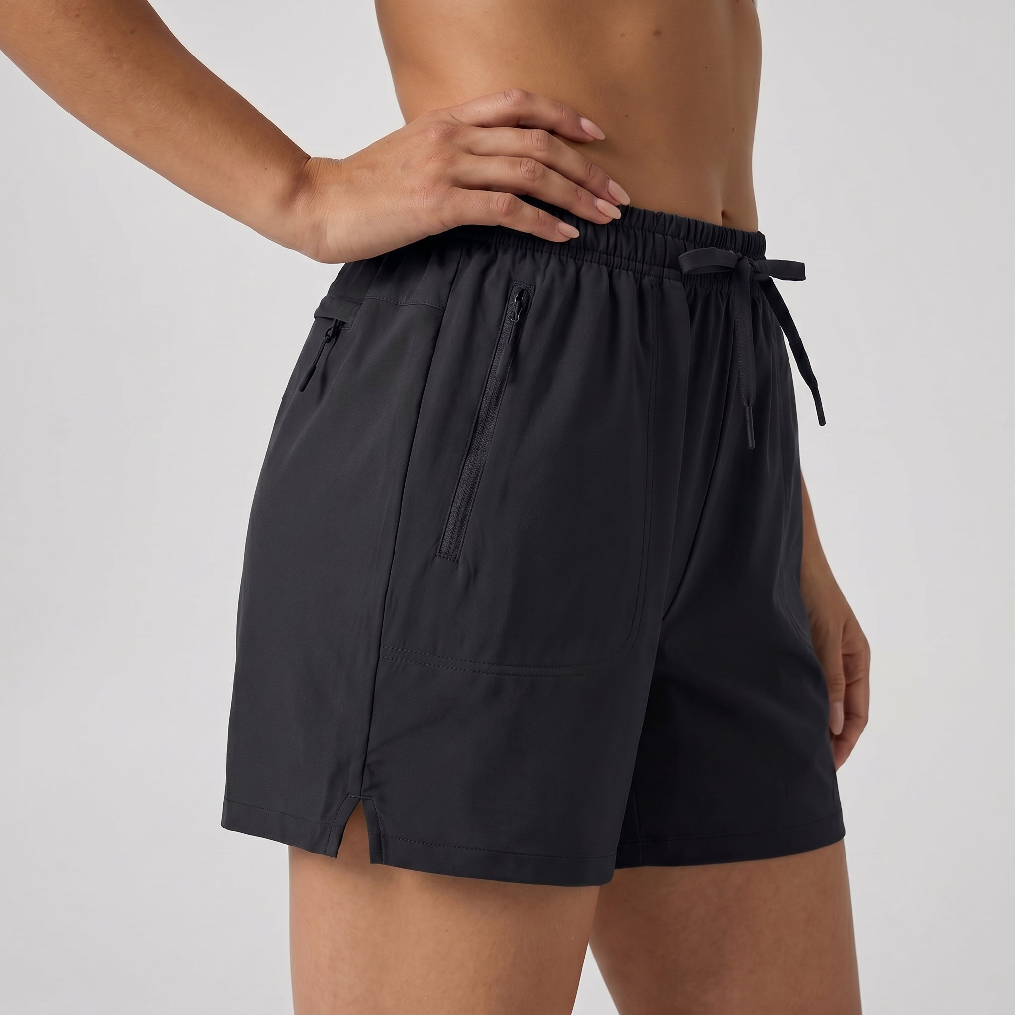 Women's 5 Inch Water Resistant Hiking Shorts UPF 50 Plus Quick Dry Golf Shorts with Zipper Pockets Black by MAGCOMSEN