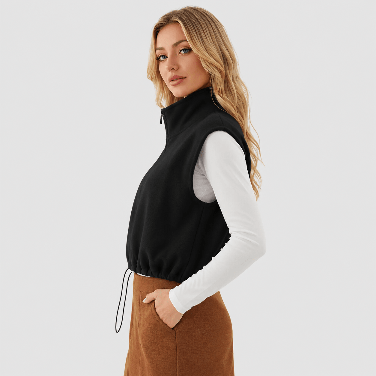 Women's Cozy Fleece Vest - Sleeveless Layering Jacket Black by MAGCOMSEN