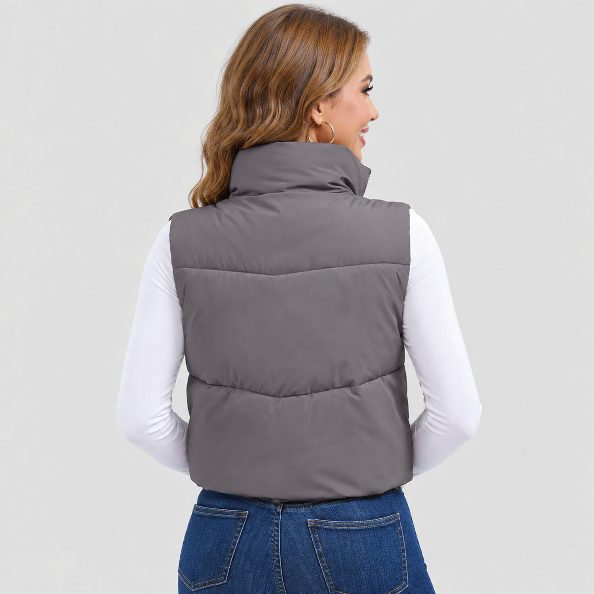 Grey Purple MAGCOMSEN Women's Cropped Puffer Vest Lightweight Winter Outerwear in #Color_Grey Purple