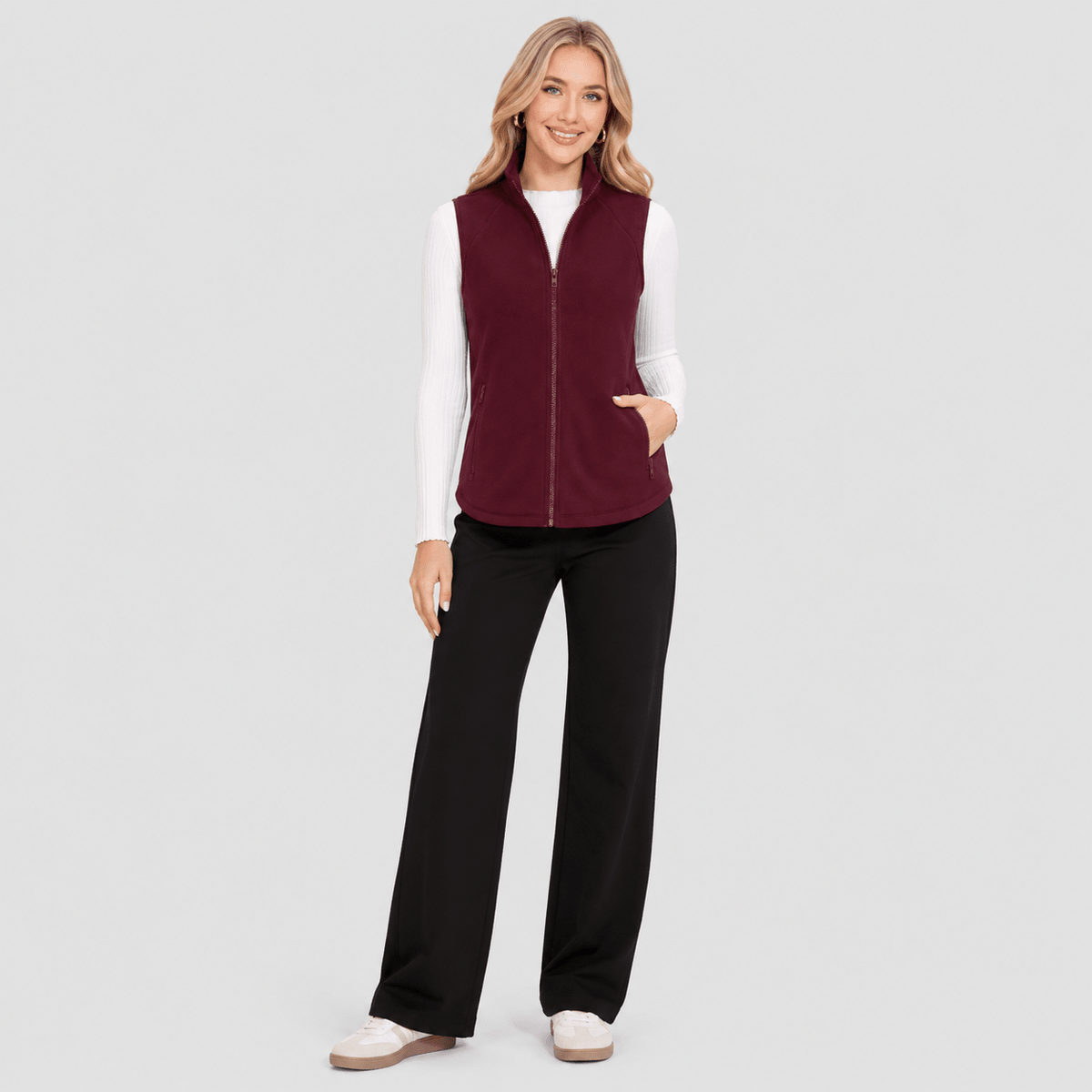 Black MAGCOMSEN Women's Fleece Vest Sleeveless Lightweight Warmth Jackets in #Color_Black