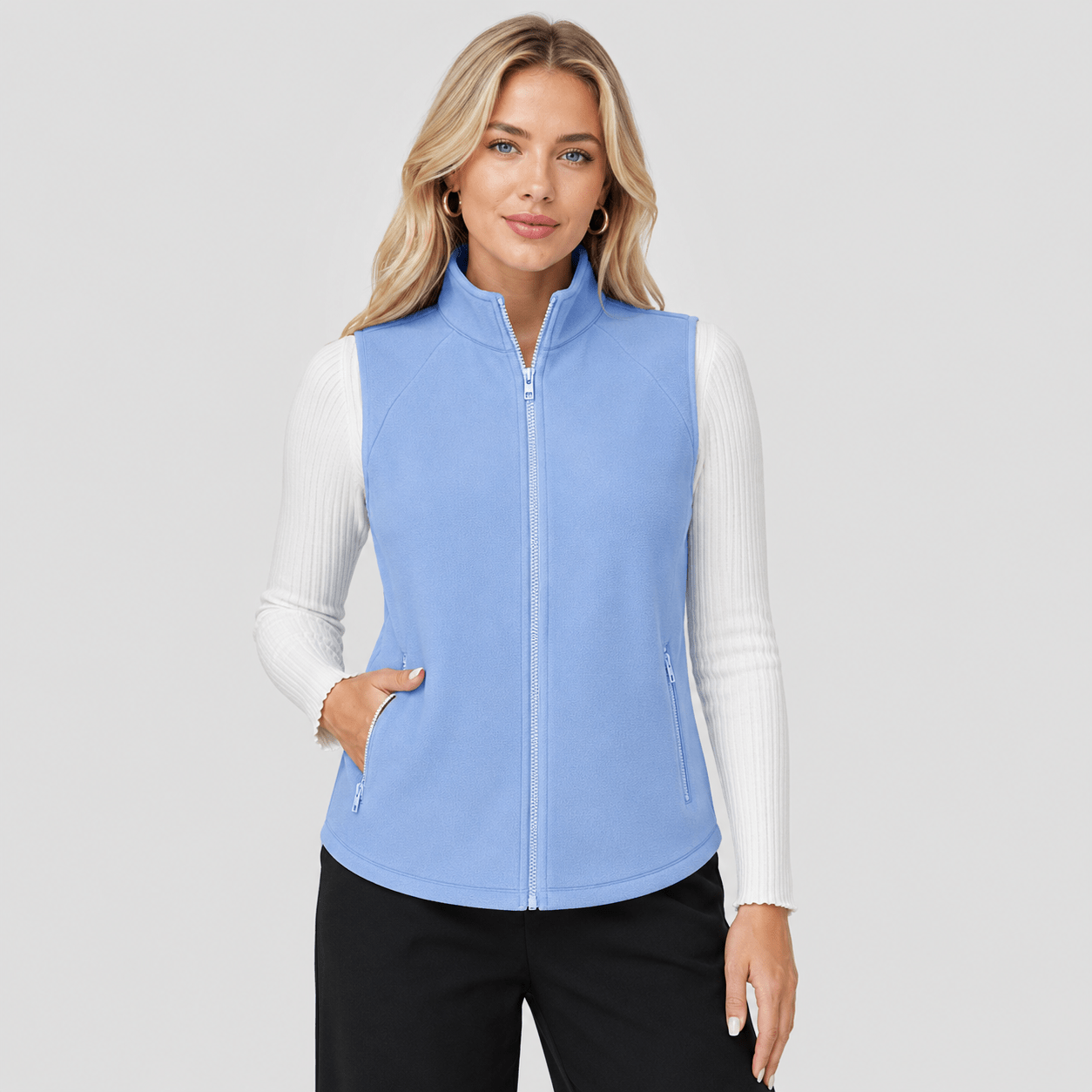 Light Blue MAGCOMSEN Women's Fleece Vest Sleeveless Lightweight Warmth Jackets in #Color_Light Blue