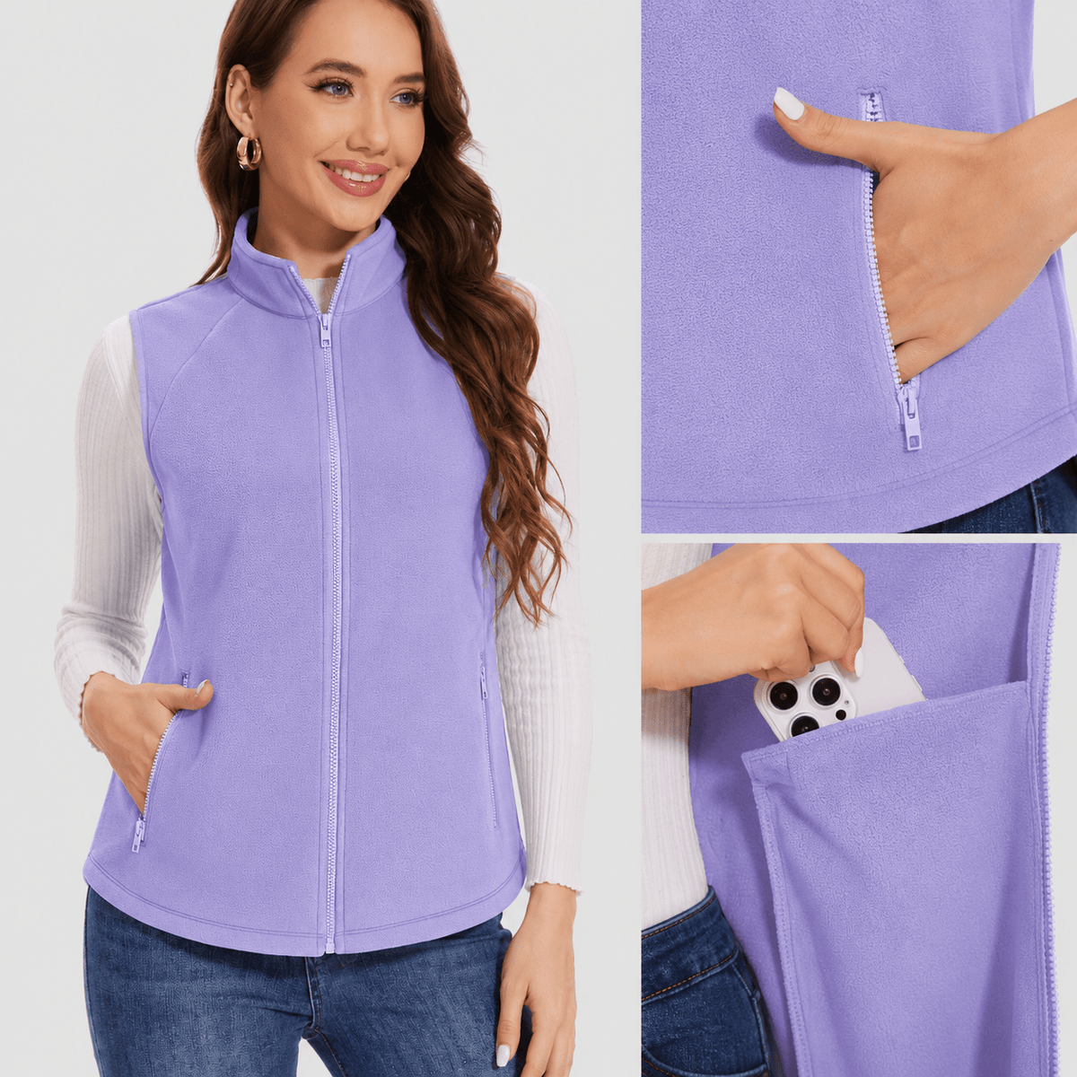 Dark Gray MAGCOMSEN Women's Fleece Vest Sleeveless Lightweight Warmth Jackets in #Color_Dark Gray