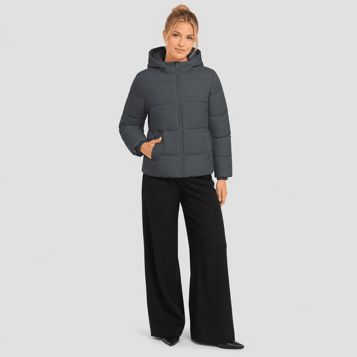 Dark Grey MAGCOMSEN Women’s Hooded Down Jacket Lightweight Thermal Quilted Winter Coat in #Color_Dark Grey