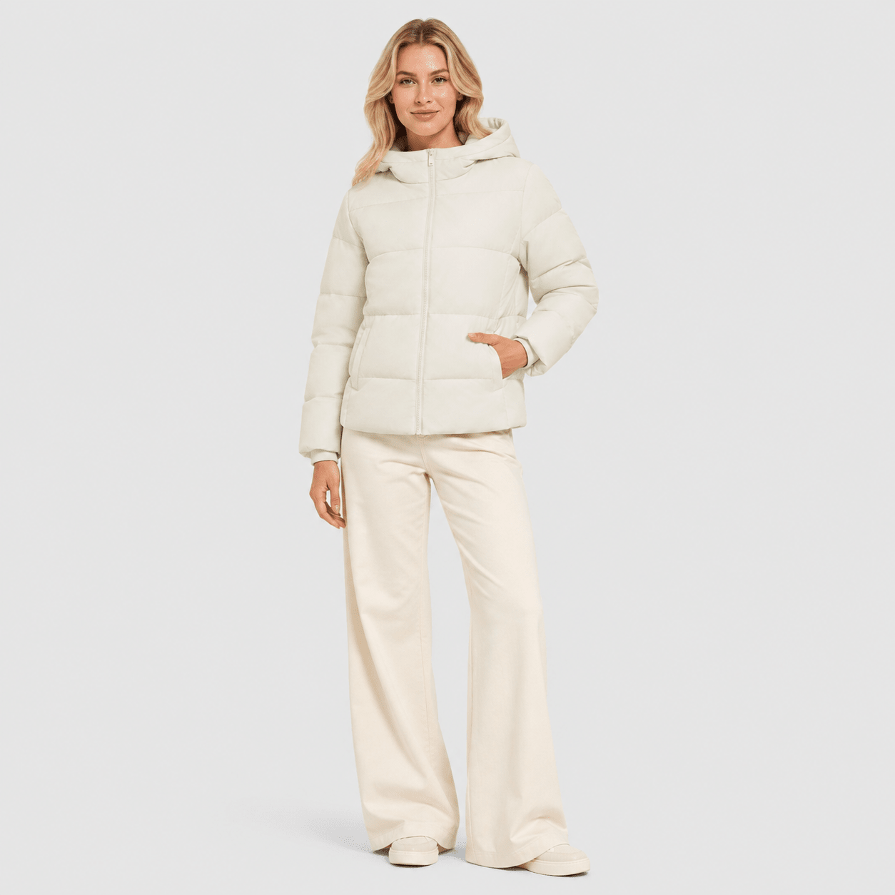 Beige MAGCOMSEN Women’s Hooded Down Jacket Lightweight Thermal Quilted Winter Coat in #Color_Beige