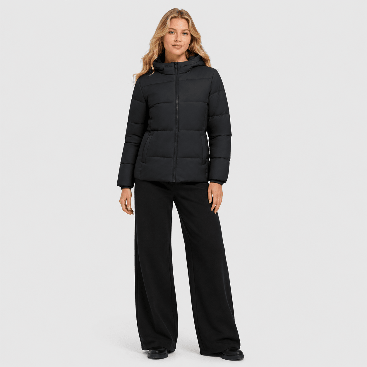 Black MAGCOMSEN Women’s Hooded Down Jacket Lightweight Thermal Quilted Winter Coat in #Color_Black