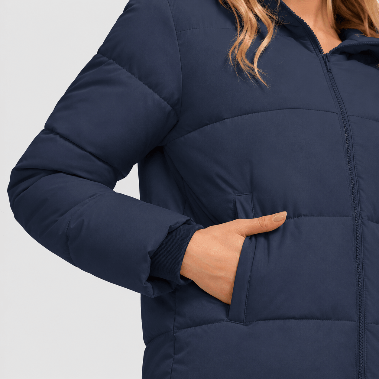 Navy MAGCOMSEN Women’s Hooded Down Jacket Lightweight Thermal Quilted Winter Coat in #Color_Navy