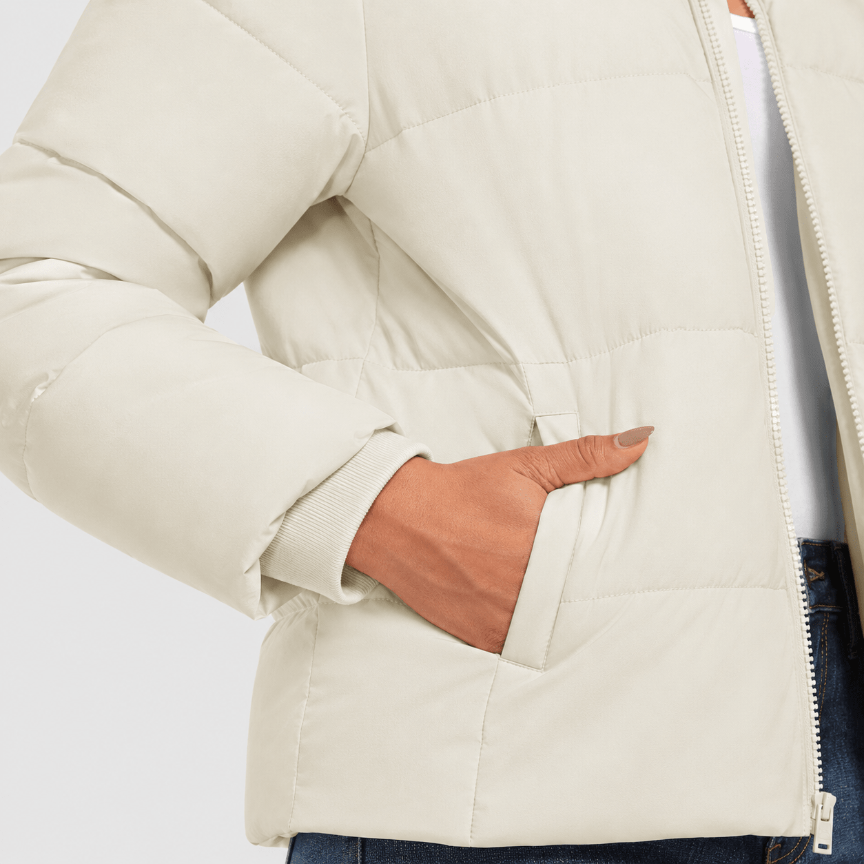 Beige MAGCOMSEN Women’s Hooded Down Jacket Lightweight Thermal Quilted Winter Coat in #Color_Beige