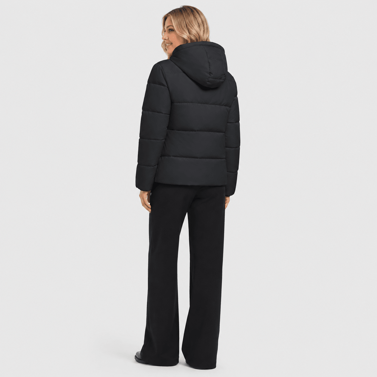 Black MAGCOMSEN Women’s Hooded Down Jacket Lightweight Thermal Quilted Winter Coat in #Color_Black