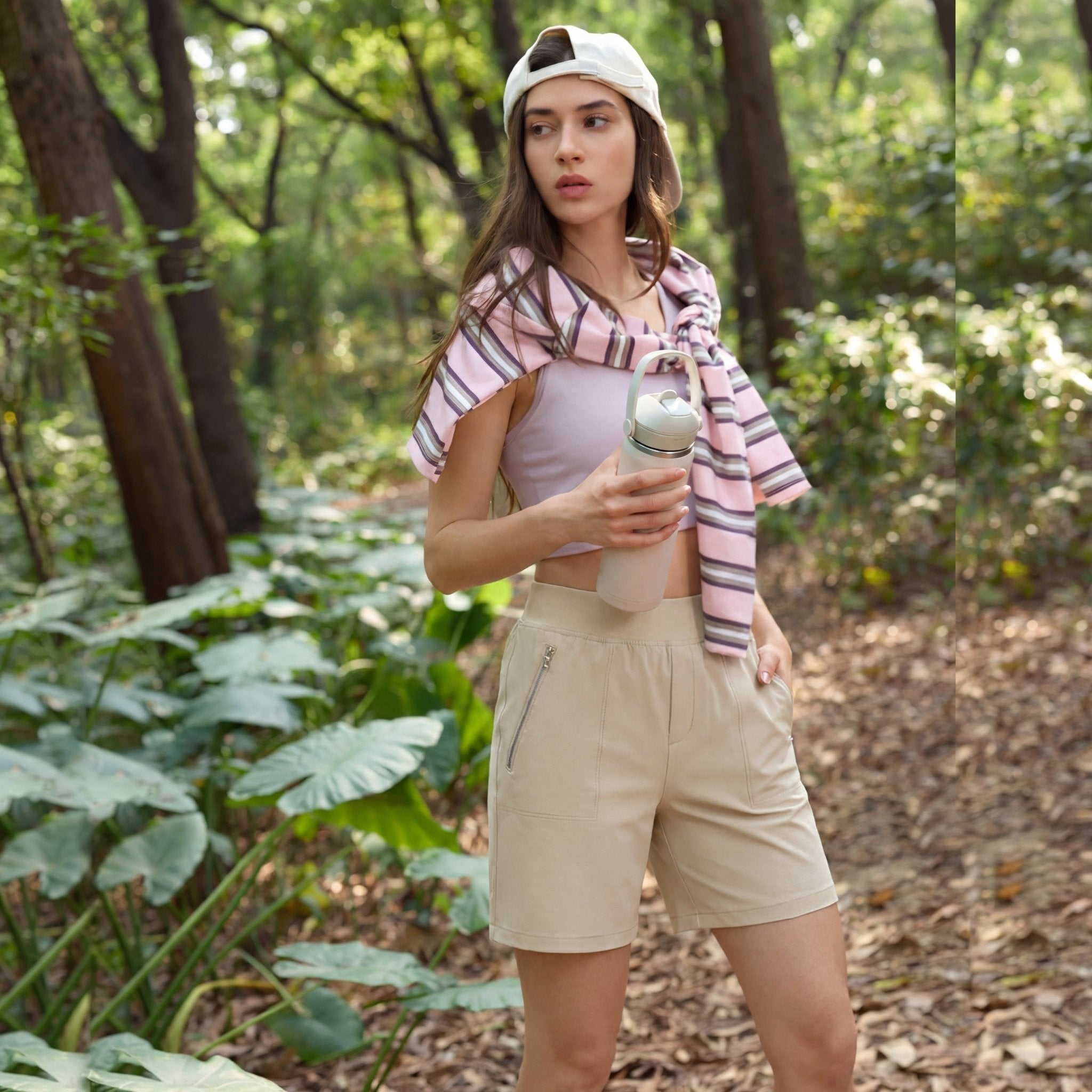 Women's Lightweight Athletic Hiking Shorts Light Khaki by MAGCOMSEN #Color_Light Khaki