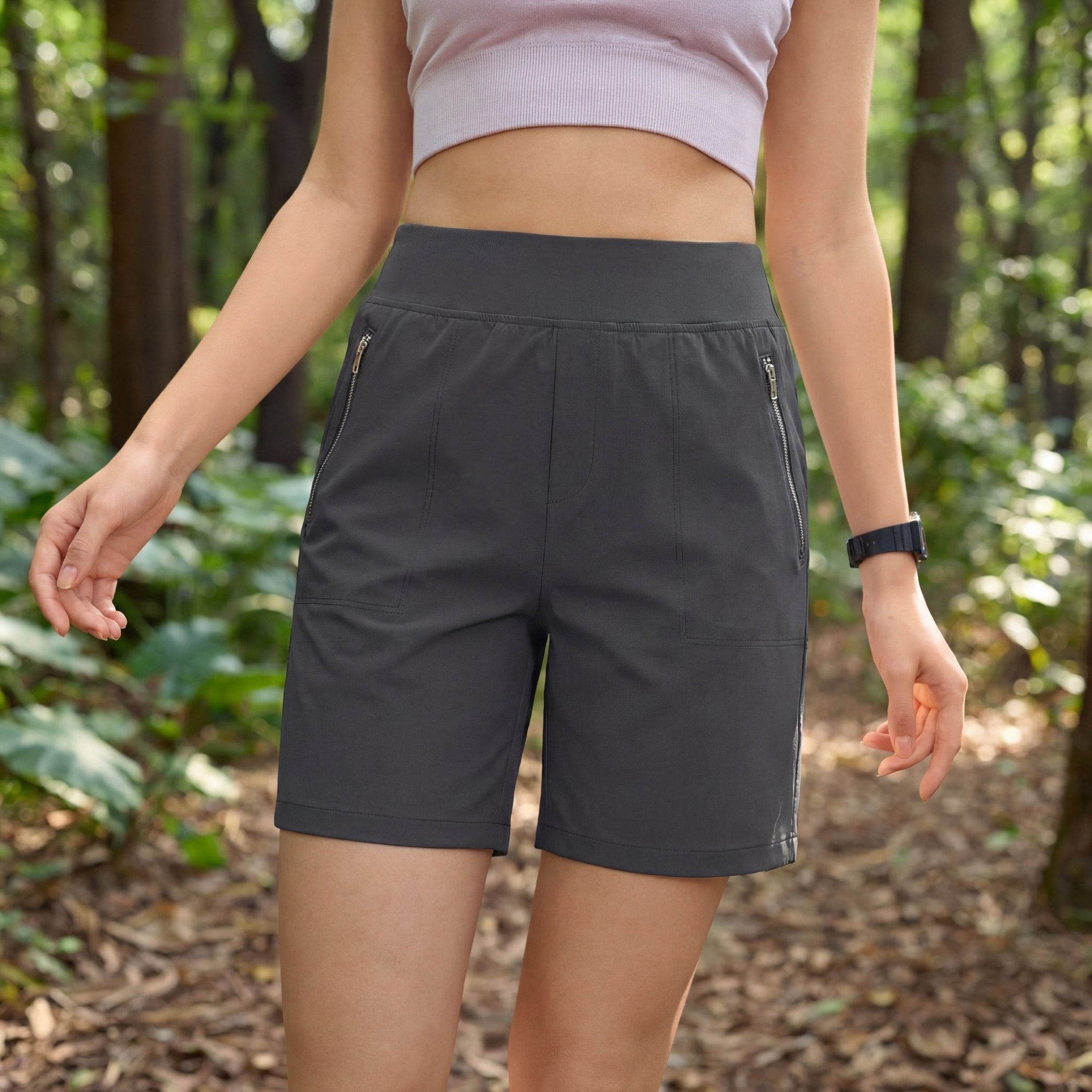 Women's Lightweight Athletic Hiking Shorts Dark Grey by MAGCOMSEN #Color_Dark Grey