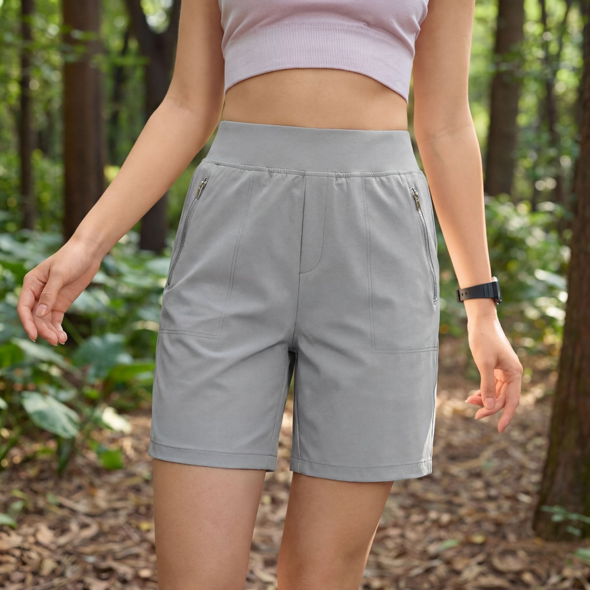 Women's Lightweight Athletic Hiking Shorts Light Gray by MAGCOMSEN #Color_Light Gray