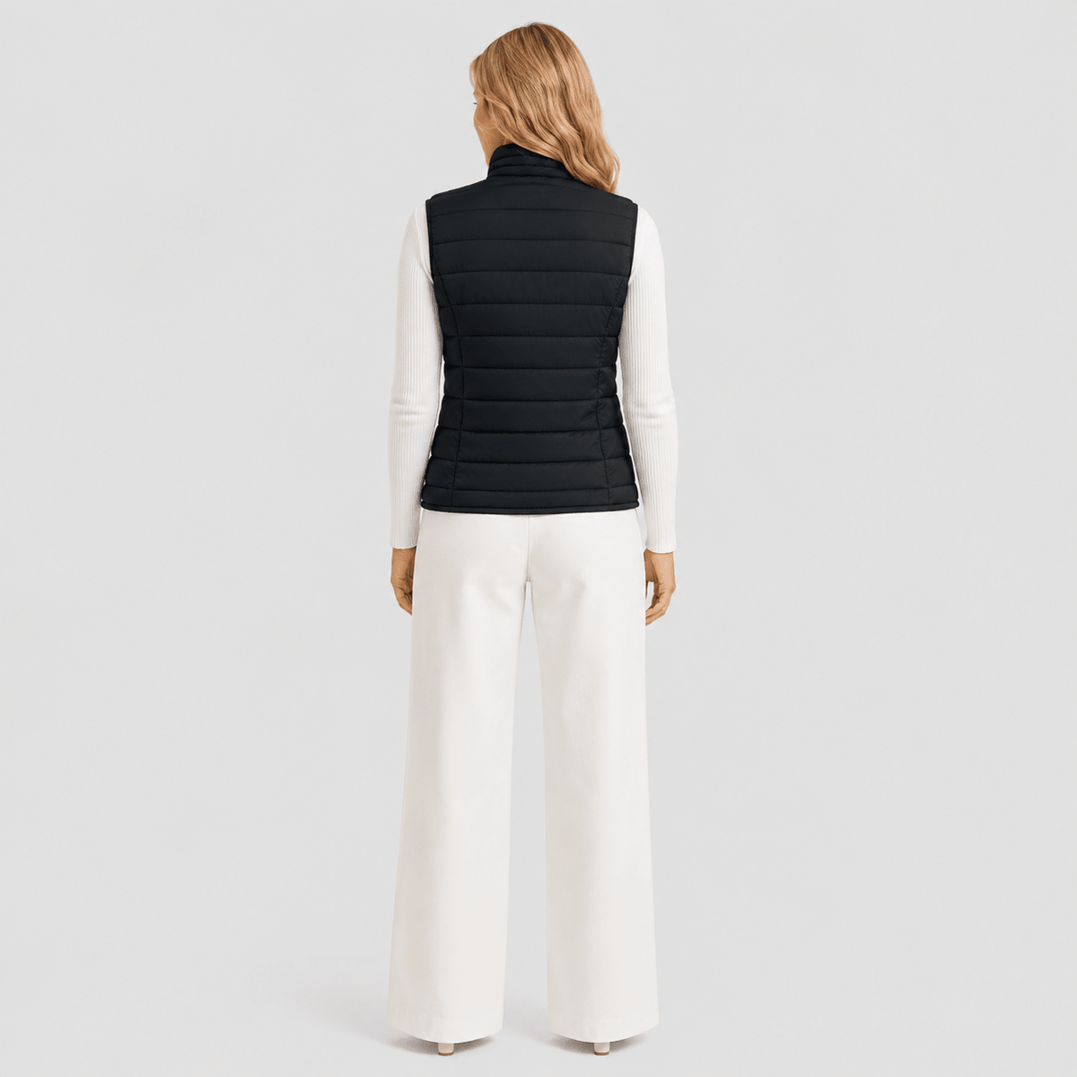 Black MAGCOMSEN Women's Lightweight Puffer Vest with 4 Pockets & Stand Collar in #Color_Black