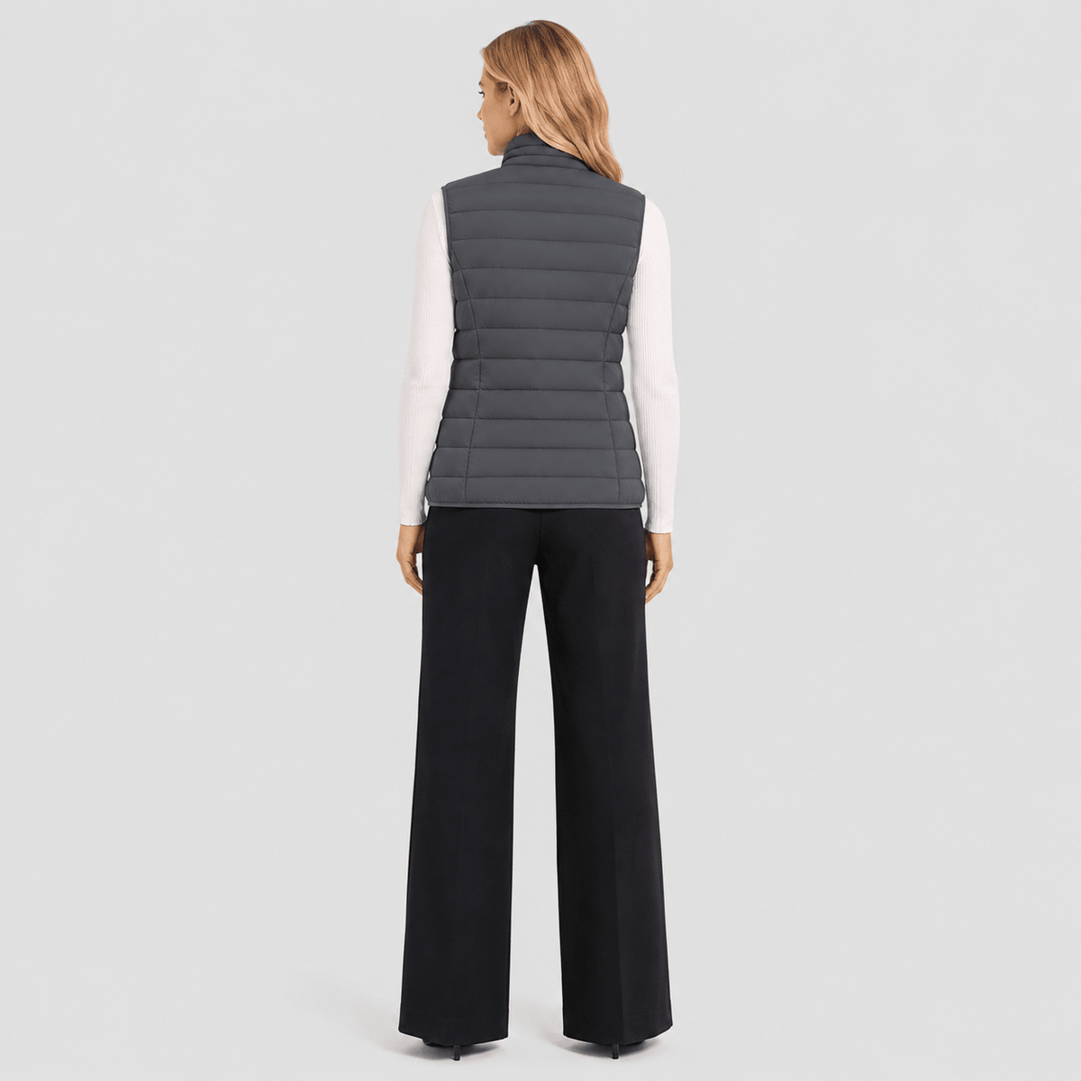 Dark Grey MAGCOMSEN Women's Lightweight Puffer Vest with 4 Pockets & Stand Collar in #Color_Dark Grey