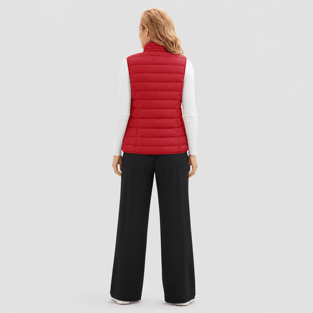 Red MAGCOMSEN Women's Lightweight Puffer Vest with 4 Pockets & Stand Collar in #Color_Red