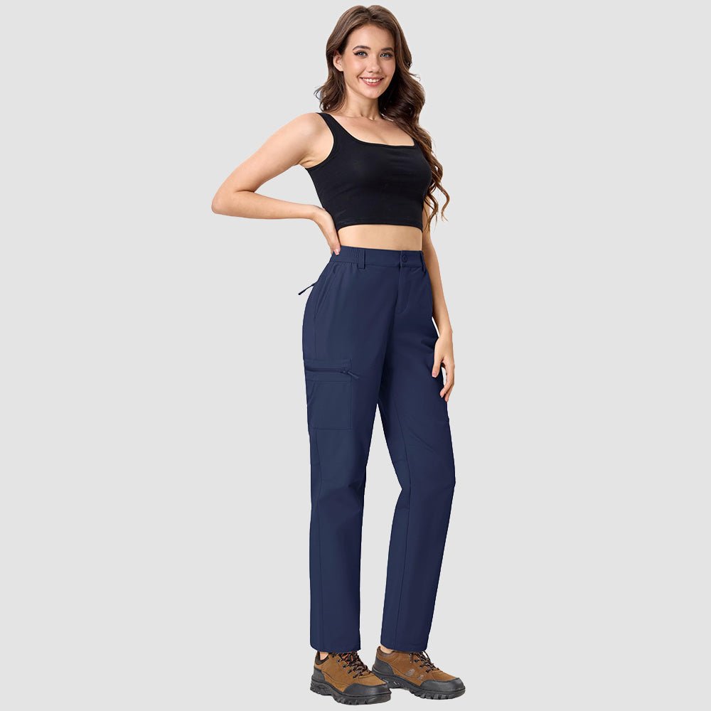 Women's Lightweight Quick-Dry Hiking Pants - Elastic Waist Travel Pants Navy by MAGCOMSEN