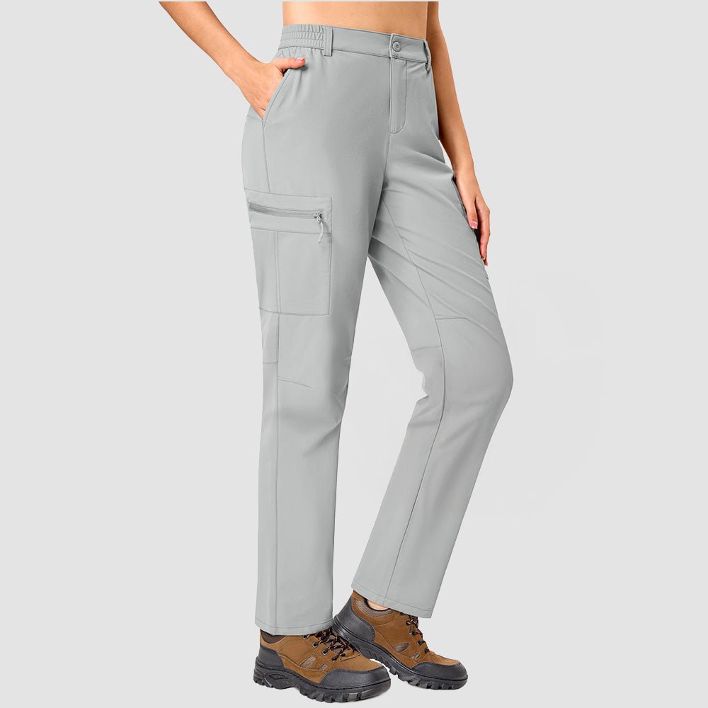 Women's Lightweight Quick-Dry Hiking Pants - Elastic Waist Travel Pants Light Grey by MAGCOMSEN