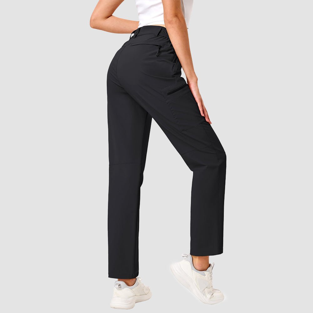 Women's Lightweight Quick-Dry Hiking Pants - Elastic Waist Travel Pants Black by MAGCOMSEN