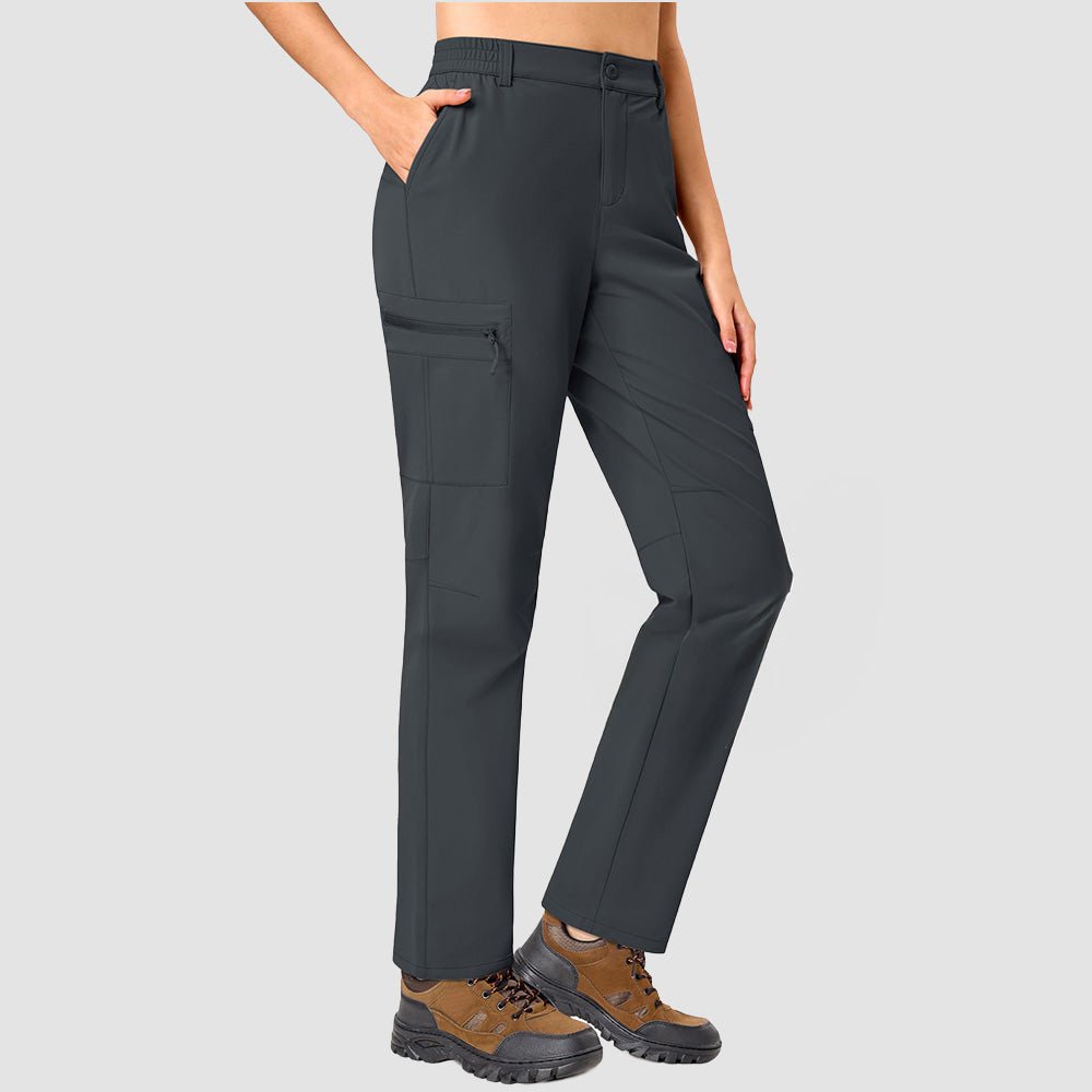 Women's Lightweight Quick-Dry Hiking Pants - Elastic Waist Travel Pants Dark Grey by MAGCOMSEN