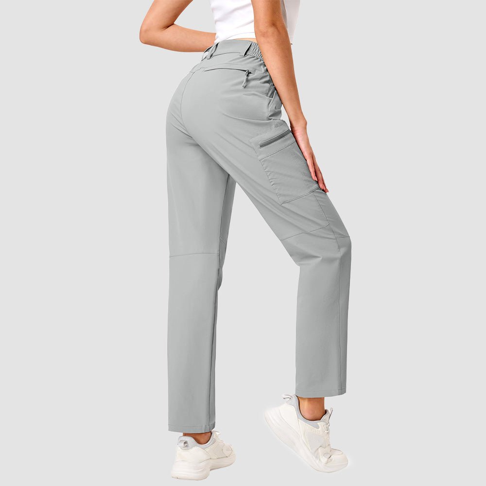 Women's Lightweight Quick-Dry Hiking Pants - Elastic Waist Travel Pants Light Grey by MAGCOMSEN