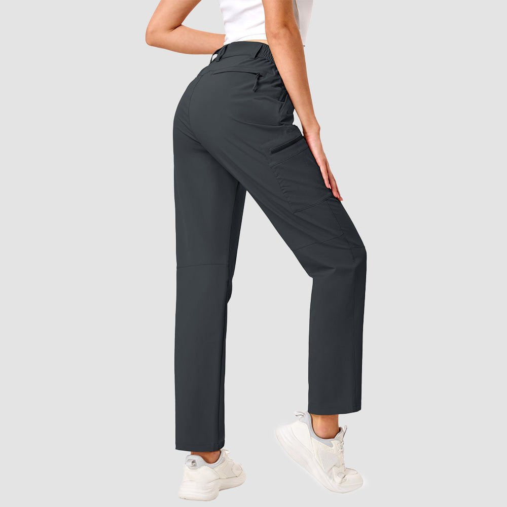 Women's Lightweight Quick-Dry Hiking Pants - Elastic Waist Travel Pants Dark Grey by MAGCOMSEN