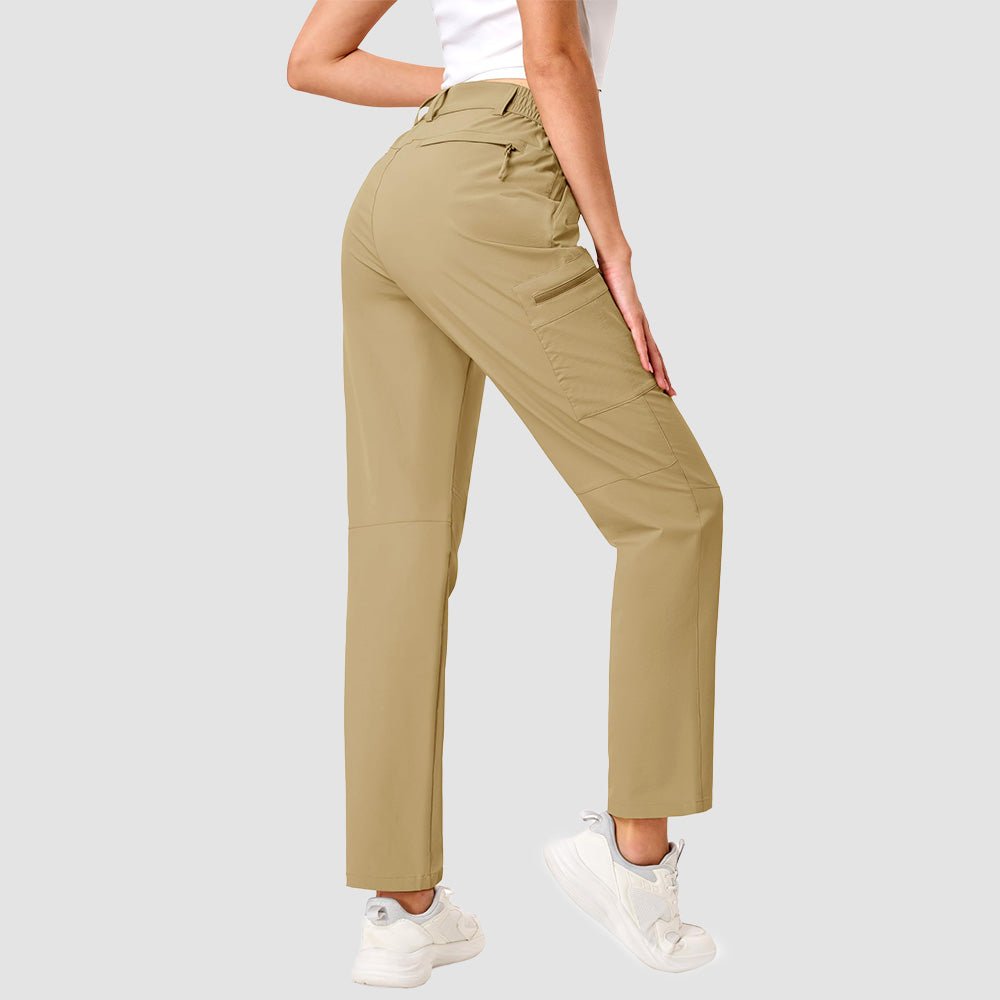 Women's Lightweight Quick-Dry Hiking Pants - Elastic Waist Travel Pants Khaki by MAGCOMSEN