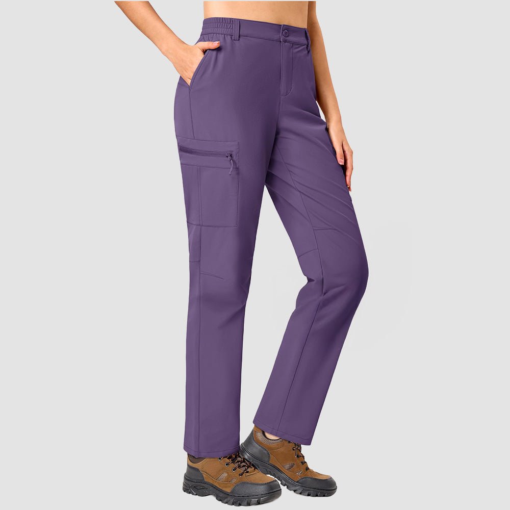 Women's Lightweight Quick-Dry Hiking Pants - Elastic Waist Travel Pants Dark Purple by MAGCOMSEN