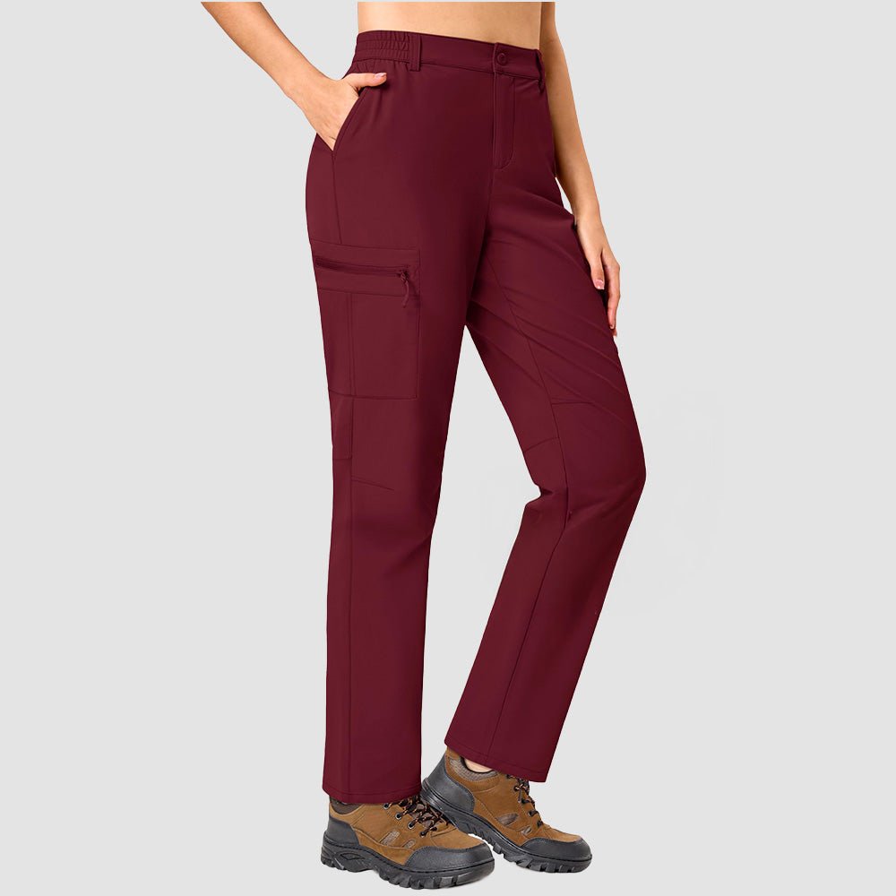 Women's Lightweight Quick-Dry Hiking Pants - Elastic Waist Travel Pants Wine by MAGCOMSEN