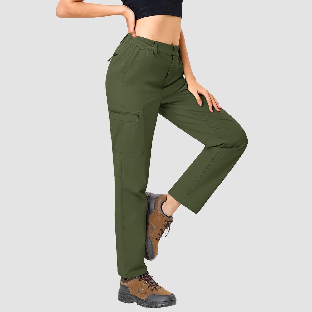 Women's Lightweight Quick-Dry Hiking Pants - Elastic Waist Travel Pants Army Green by MAGCOMSEN