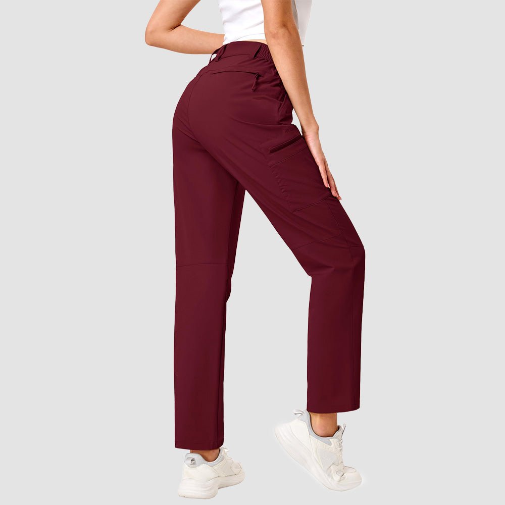 Women's Lightweight Quick-Dry Hiking Pants - Elastic Waist Travel Pants Wine by MAGCOMSEN