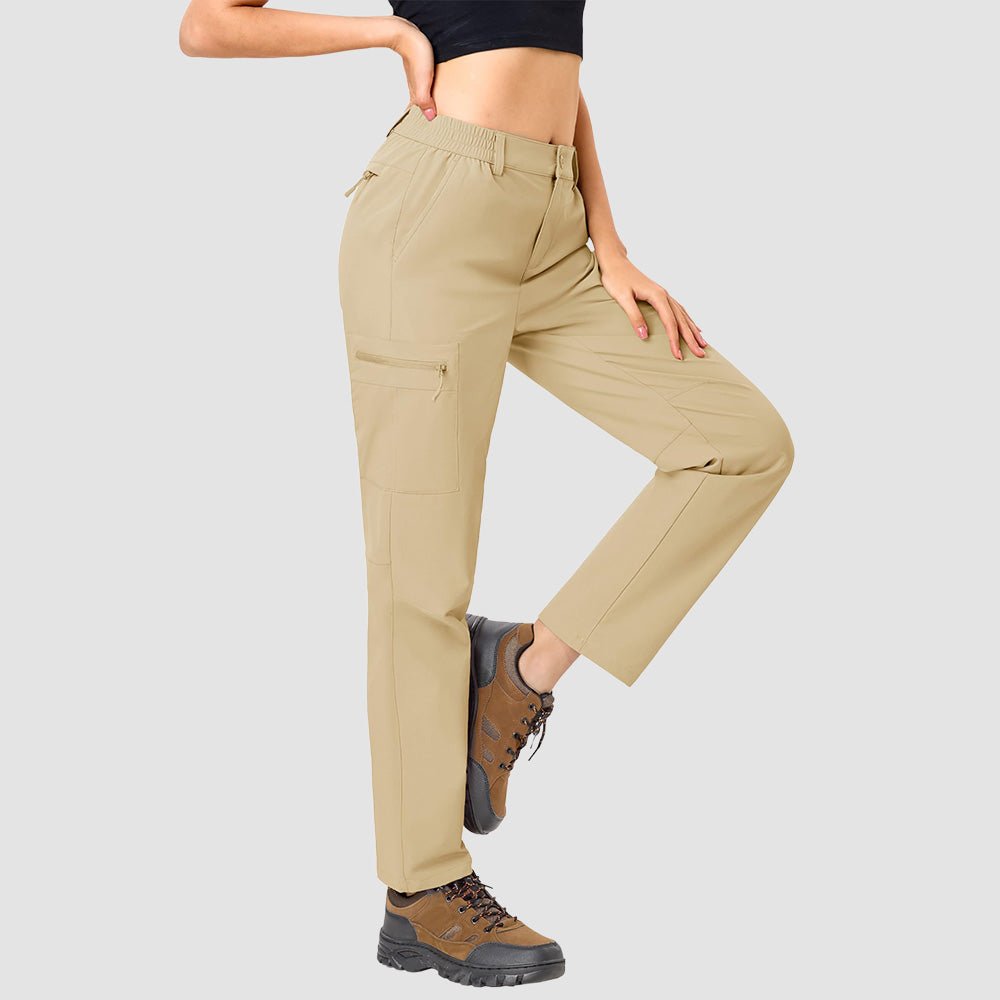 Women's Lightweight Quick-Dry Hiking Pants - Elastic Waist Travel Pants Light Khaki by MAGCOMSEN