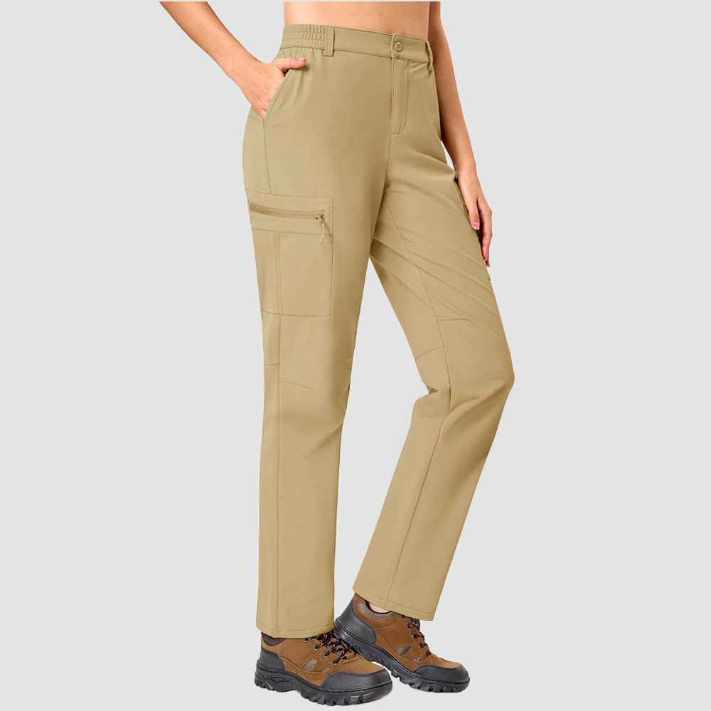Women's Lightweight Quick-Dry Hiking Pants - Elastic Waist Travel Pants Khaki by MAGCOMSEN