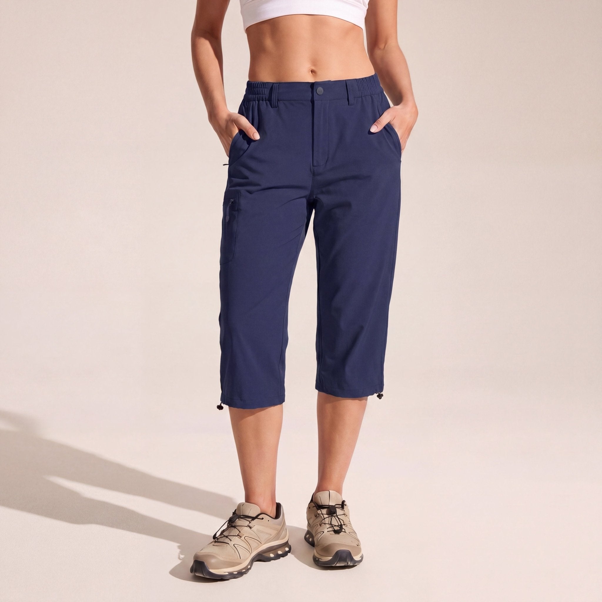 Women's Lightweight Water - Resistant Hiking Capris with 5 Pockets Navy by MAGCOMSEN