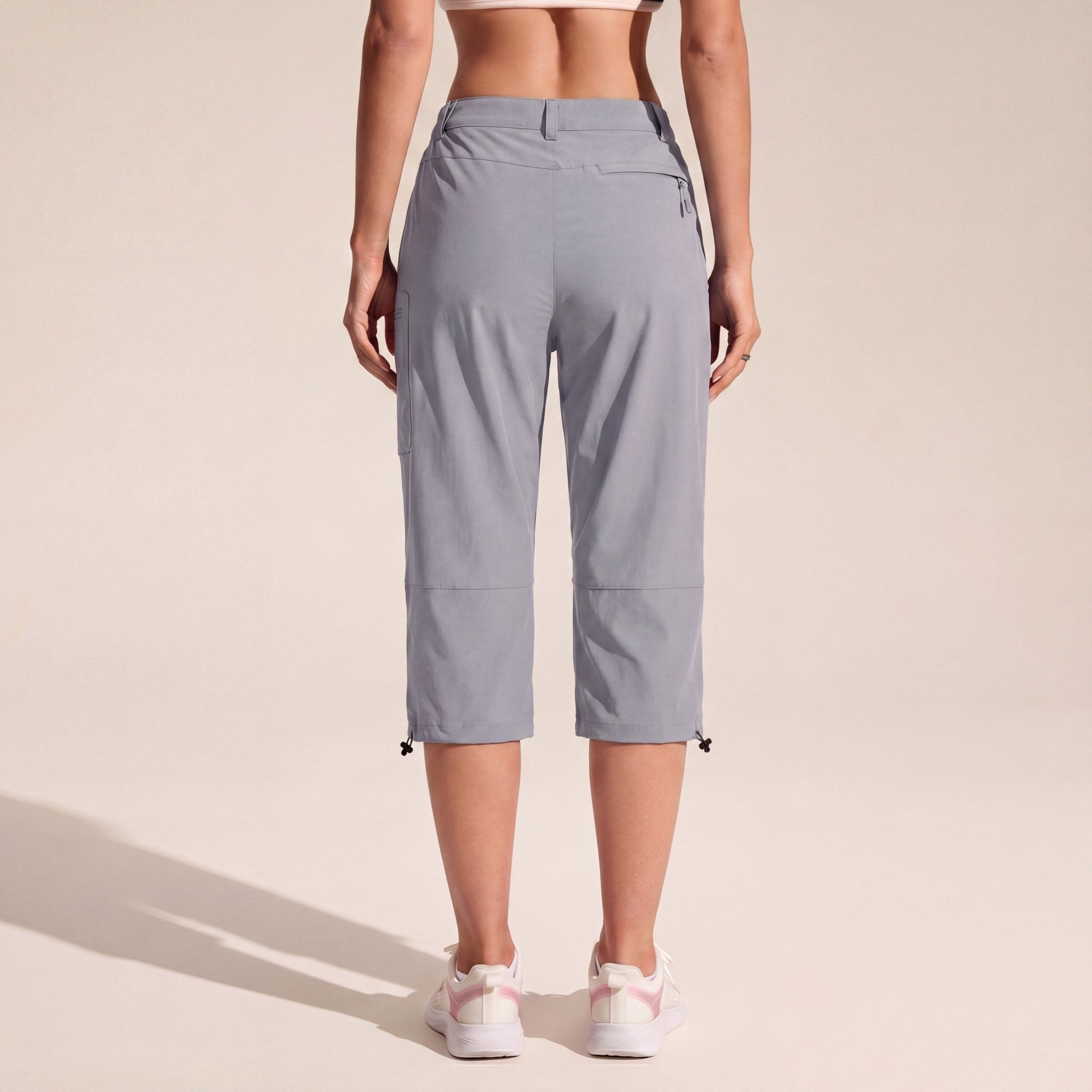 Women's Lightweight Water - Resistant Hiking Capris with 5 Pockets Light Grey by MAGCOMSEN