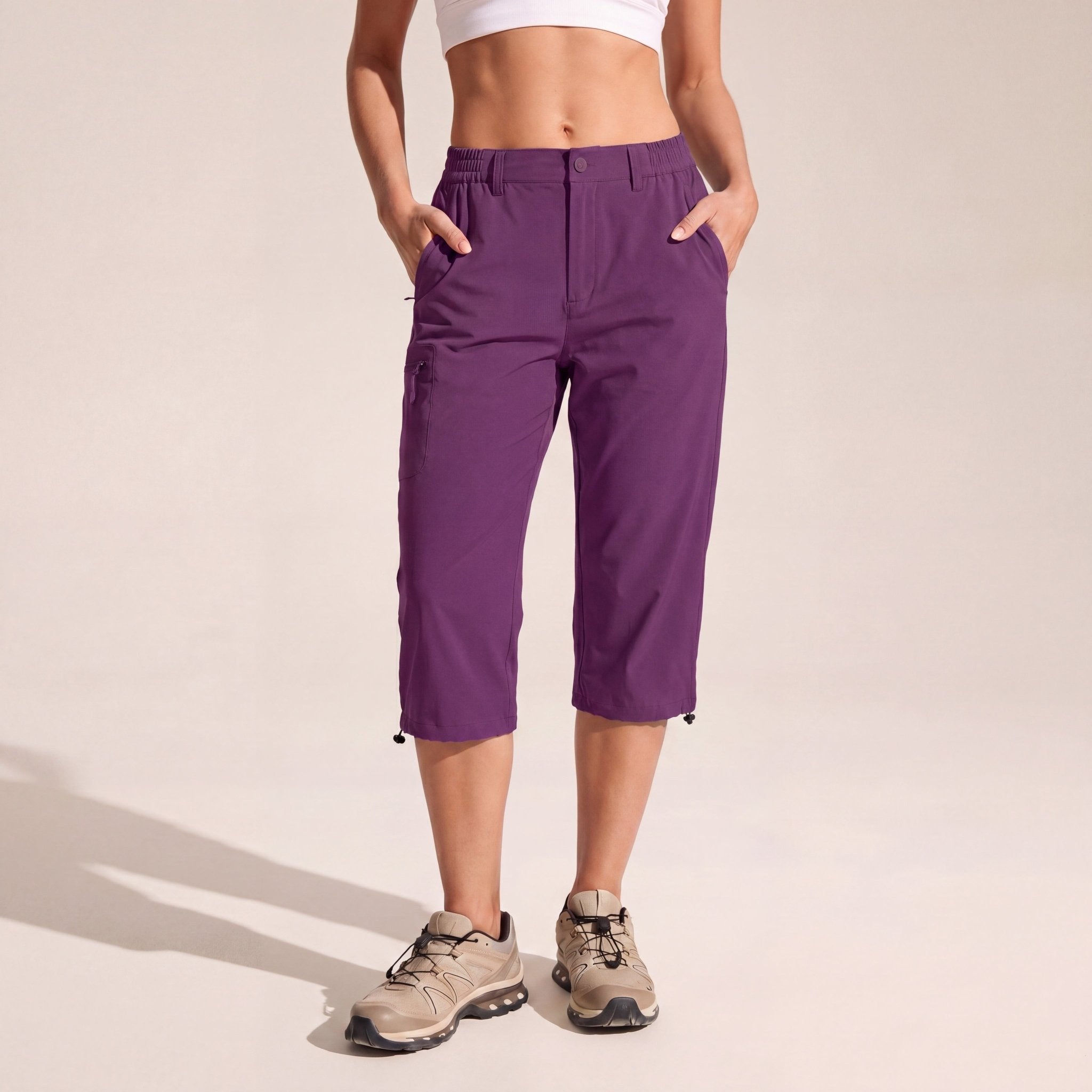 Women's Lightweight Water - Resistant Hiking Capris with 5 Pockets Purple by MAGCOMSEN