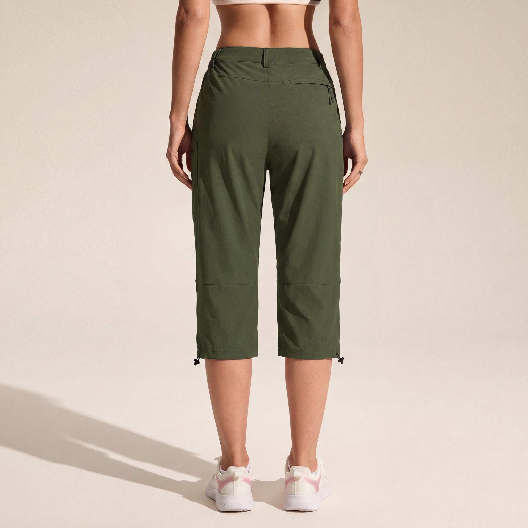 Women's Lightweight Water - Resistant Hiking Capris with 5 Pockets Army Green by MAGCOMSEN
