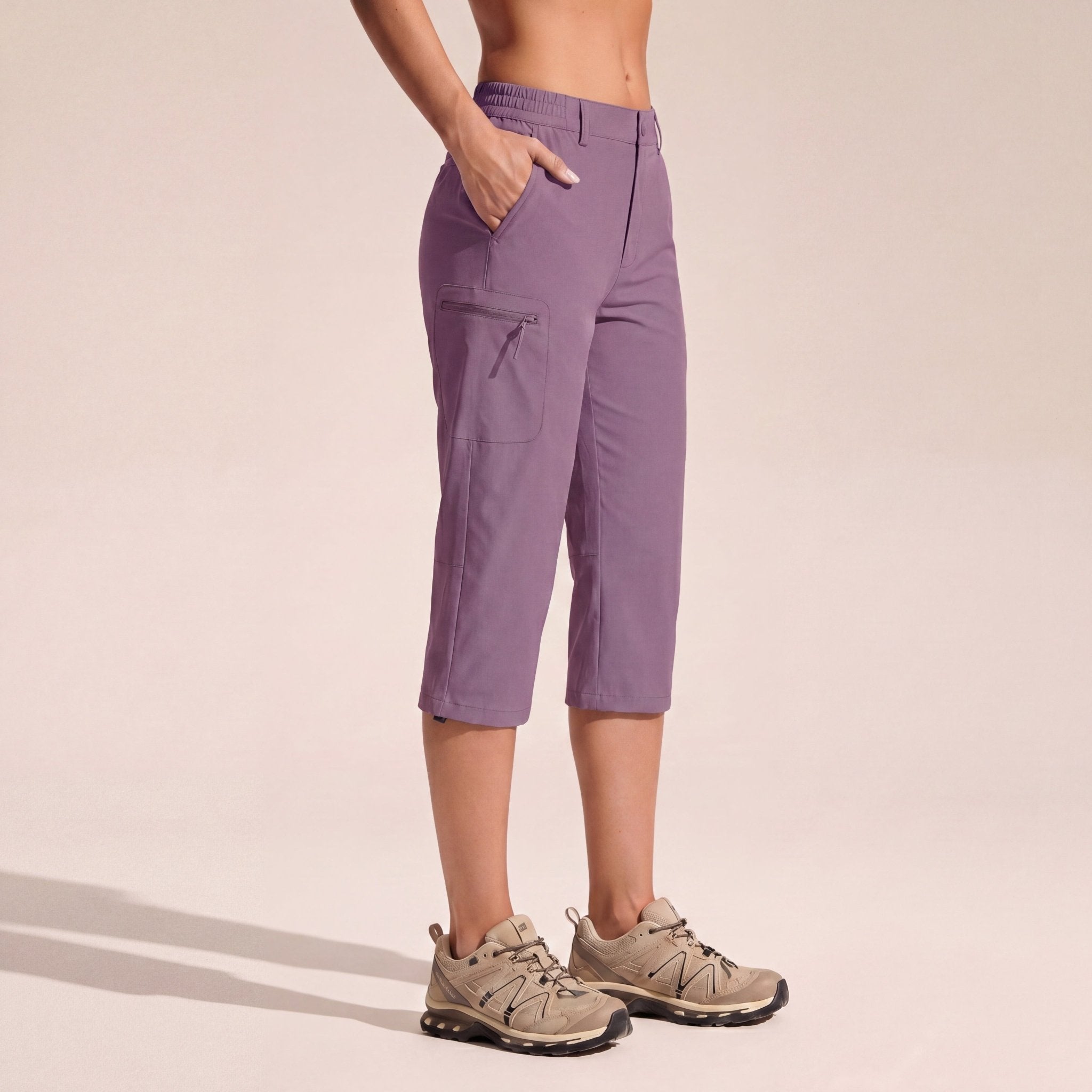Women's Lightweight Water - Resistant Hiking Capris with 5 Pockets Lotus Pink by MAGCOMSEN