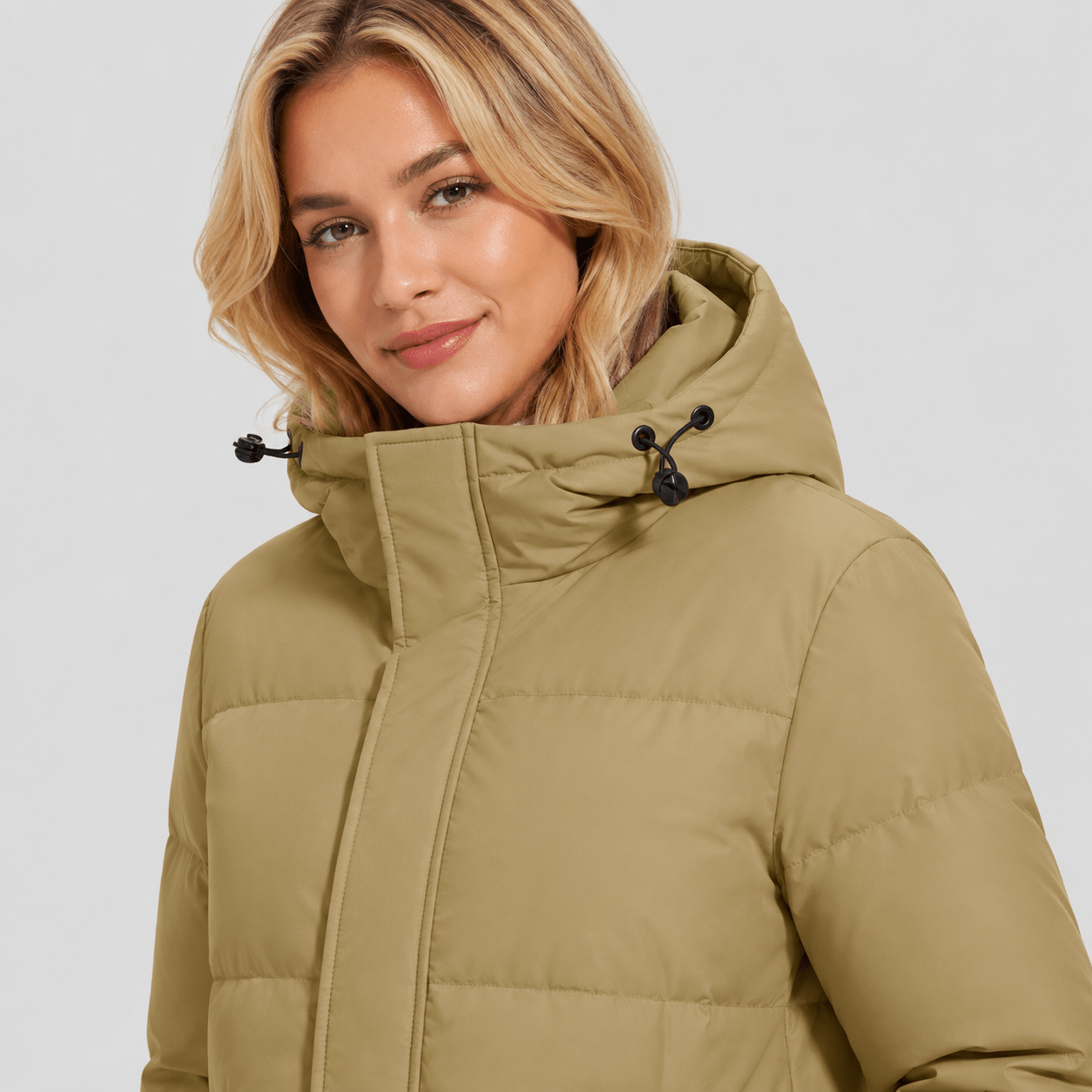 Khaki MAGCOMSEN Women's Long Down Parka Waterproof Hooded Winter Puffer Coat in #Color_Khaki