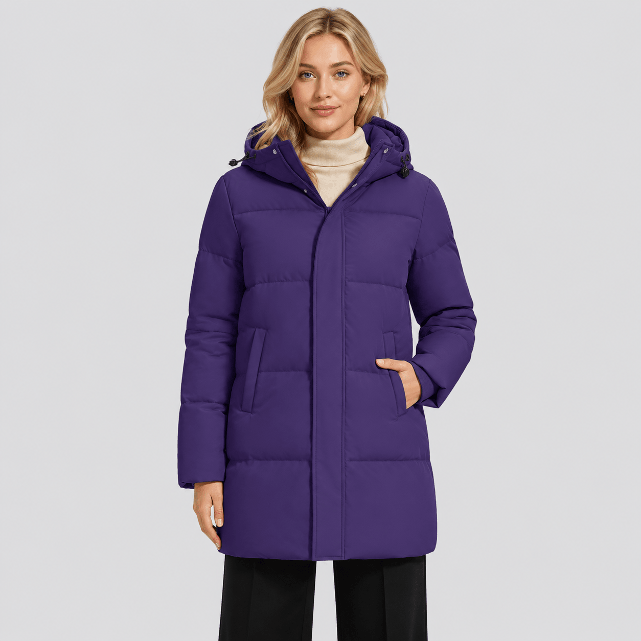 Dark Purple MAGCOMSEN Women's Long Down Parka Waterproof Hooded Winter Puffer Coat in #Color_Dark Purple
