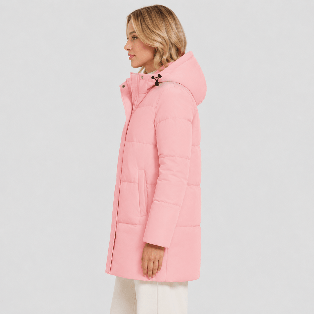 Pink MAGCOMSEN Women's Long Down Parka Waterproof Hooded Winter Puffer Coat in #Color_Pink