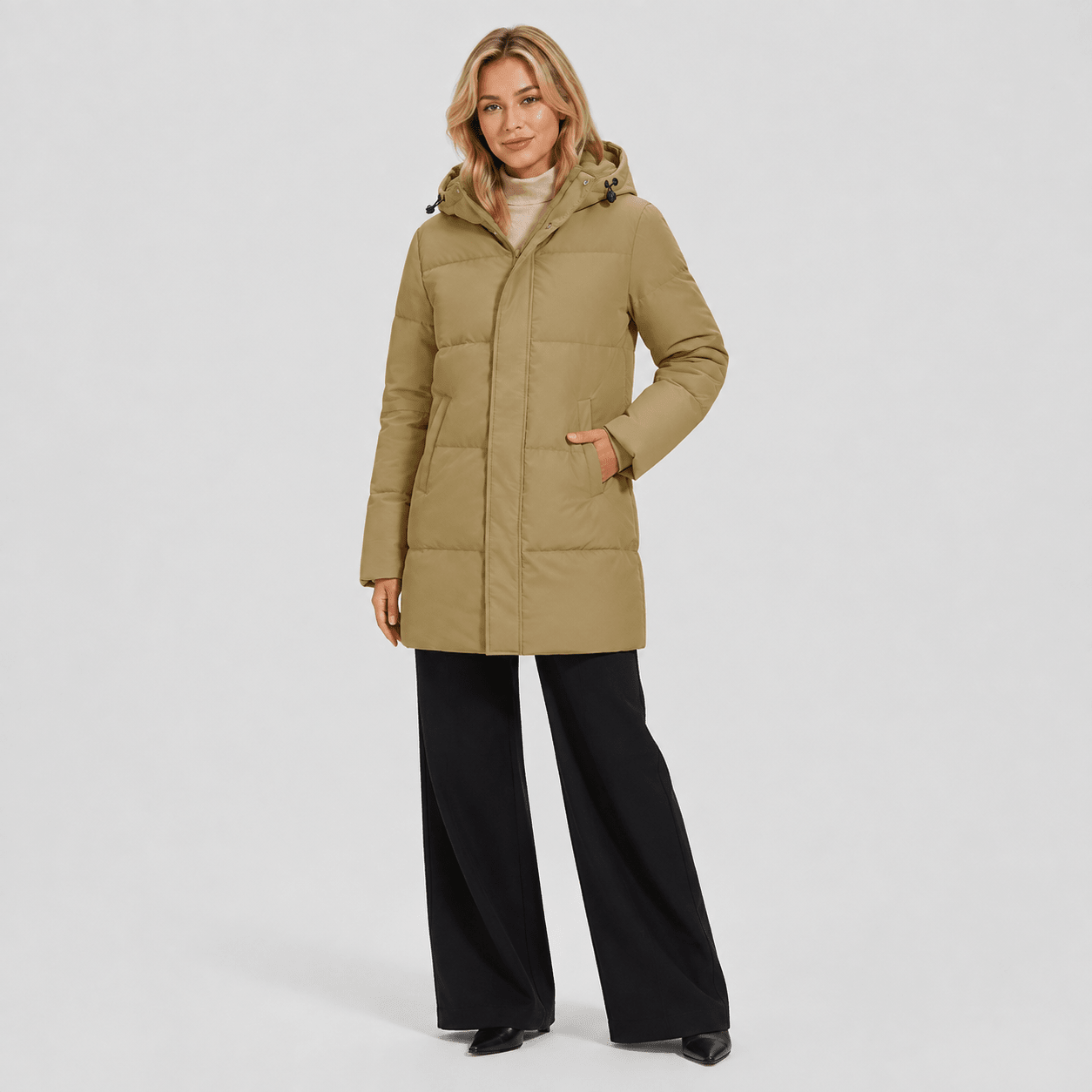 Khaki MAGCOMSEN Women's Long Down Parka Waterproof Hooded Winter Puffer Coat in #Color_Khaki
