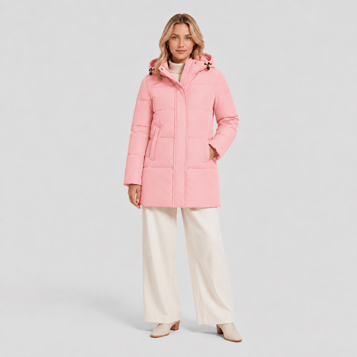 Pink MAGCOMSEN Women's Long Down Parka Waterproof Hooded Winter Puffer Coat in #Color_Pink